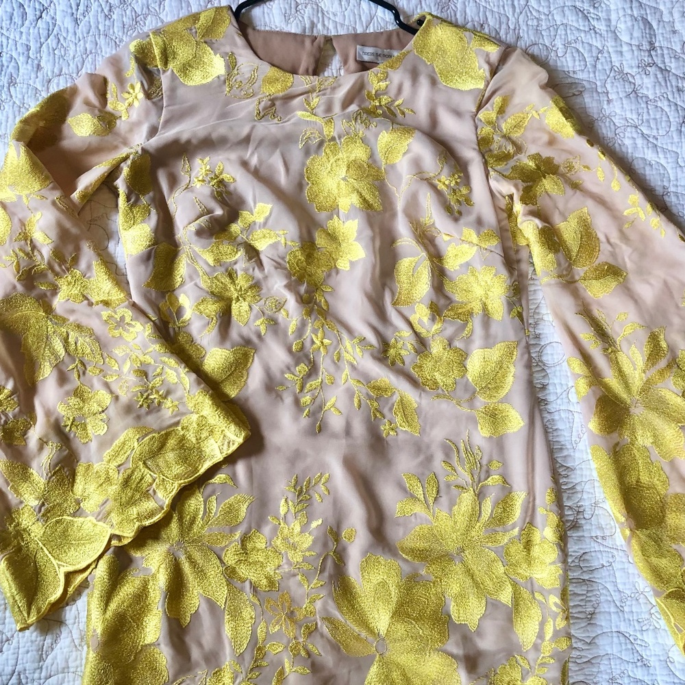 Dress the population yellow floral dress
